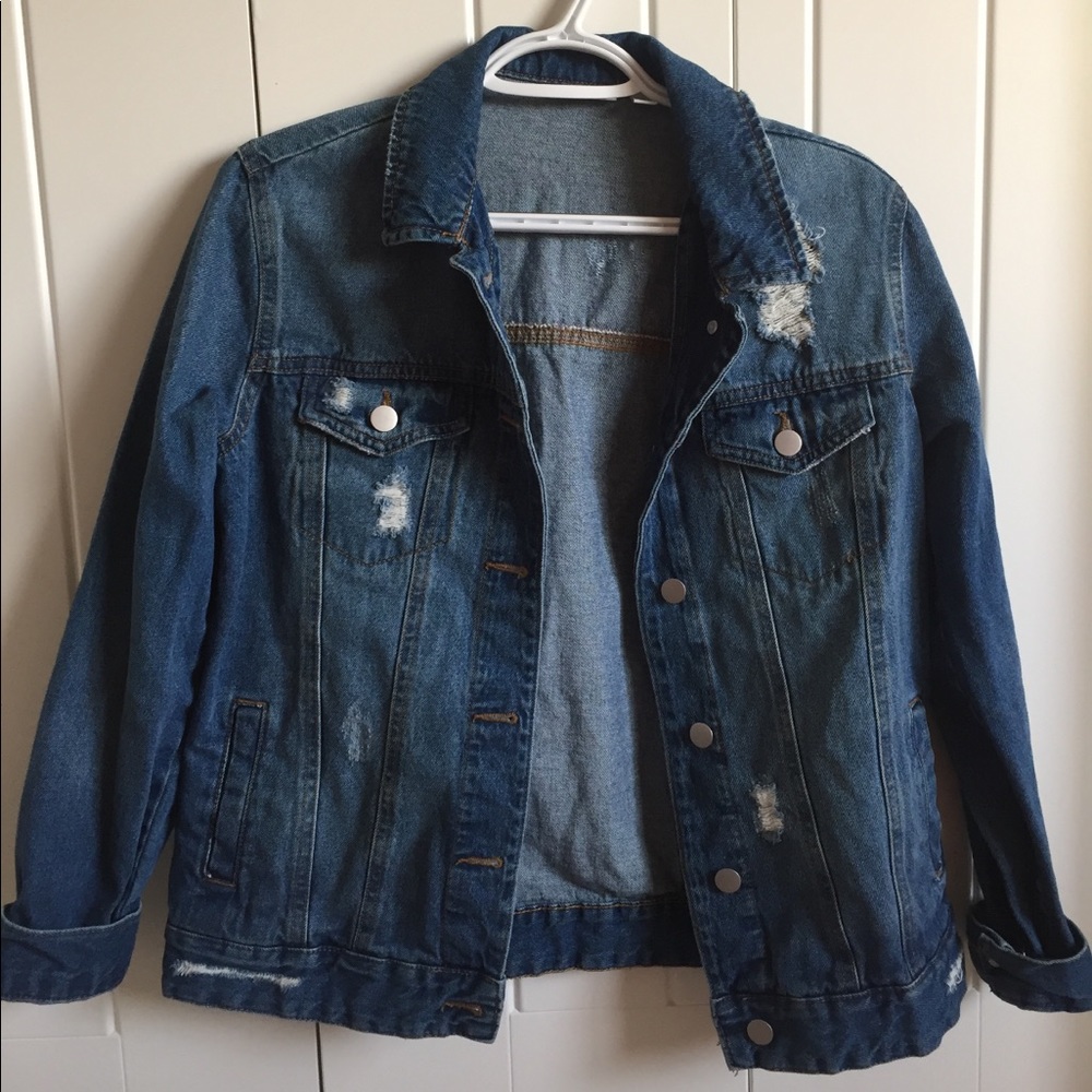 BP. Nordstrom Distressed Oversized Denim Jacket